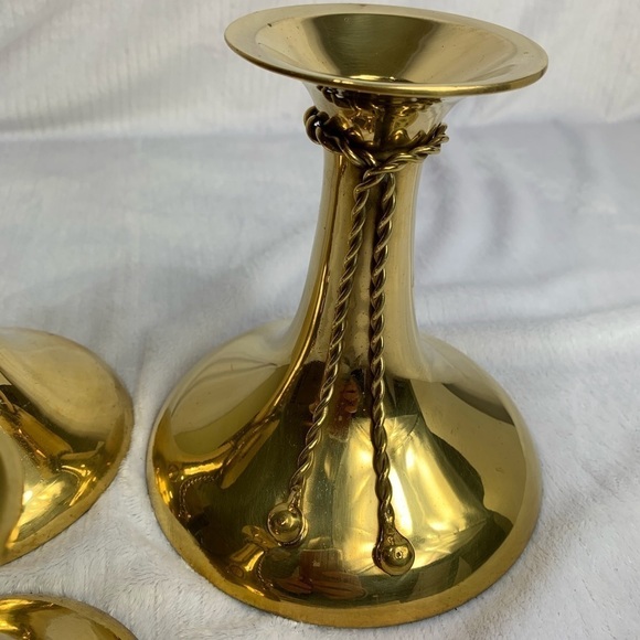 VINTAGE DECRORATIVE CRAFTS  BRASS CANDLE HOLDERS - Picture 7 of 14